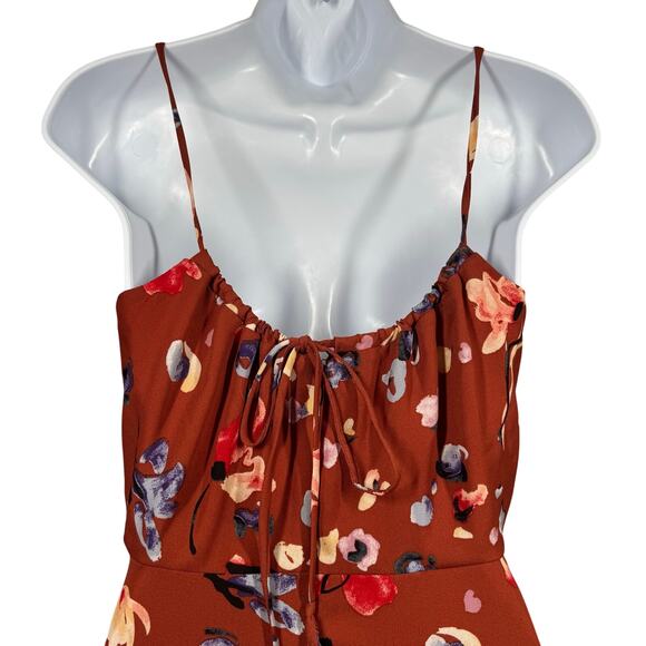 Hutch Declan Floral Midi Dress‎ Women’s Size 2 Brown Sleeveless Square Neckline - Picture 9 of 14